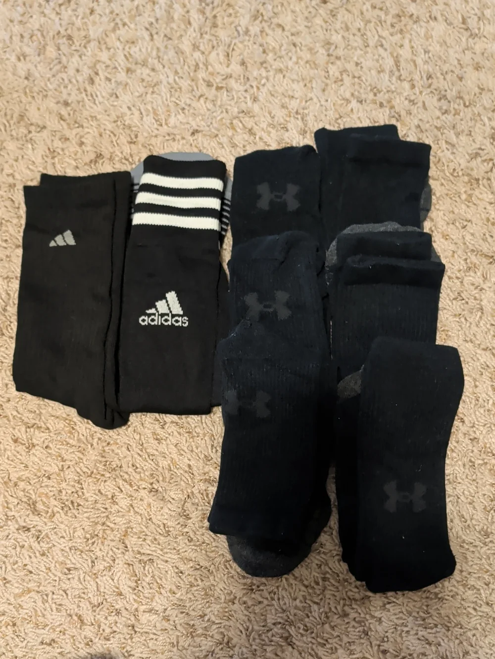 Bundle Of Adidas & Under Armour Black Athletic Socks